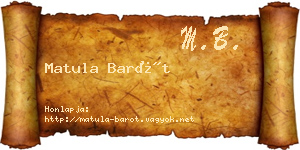 Matula Barót névjegykártya