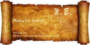 Matula Barót névjegykártya